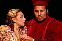 Letizia Colajanni and Cosimo Vassallo as Gilda and Duke of Mantua in UMD's 2006 Sieur Du Luth Arts Festival performance of Giuseppe Verdi's Rigoletto.
